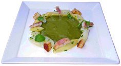 Asperges met waterkers en gerookte paling